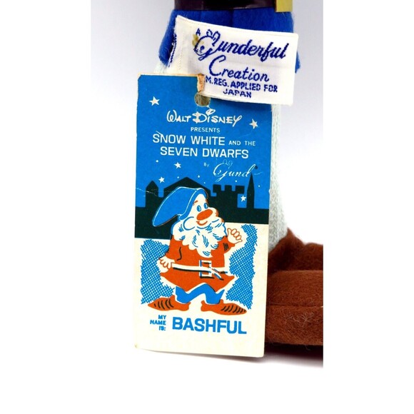 Vintage Disney Cloth Dwarf Doll Bashful Gunderful Creations 1967 Japan - Picture 2 of 7